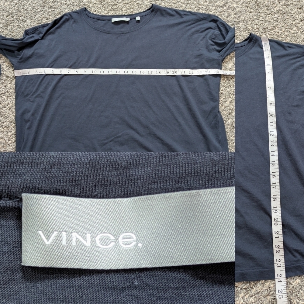 Vince Blue Pima Cotton Long Sleeve Lightweight T-shirt L - Picture 8 of 8